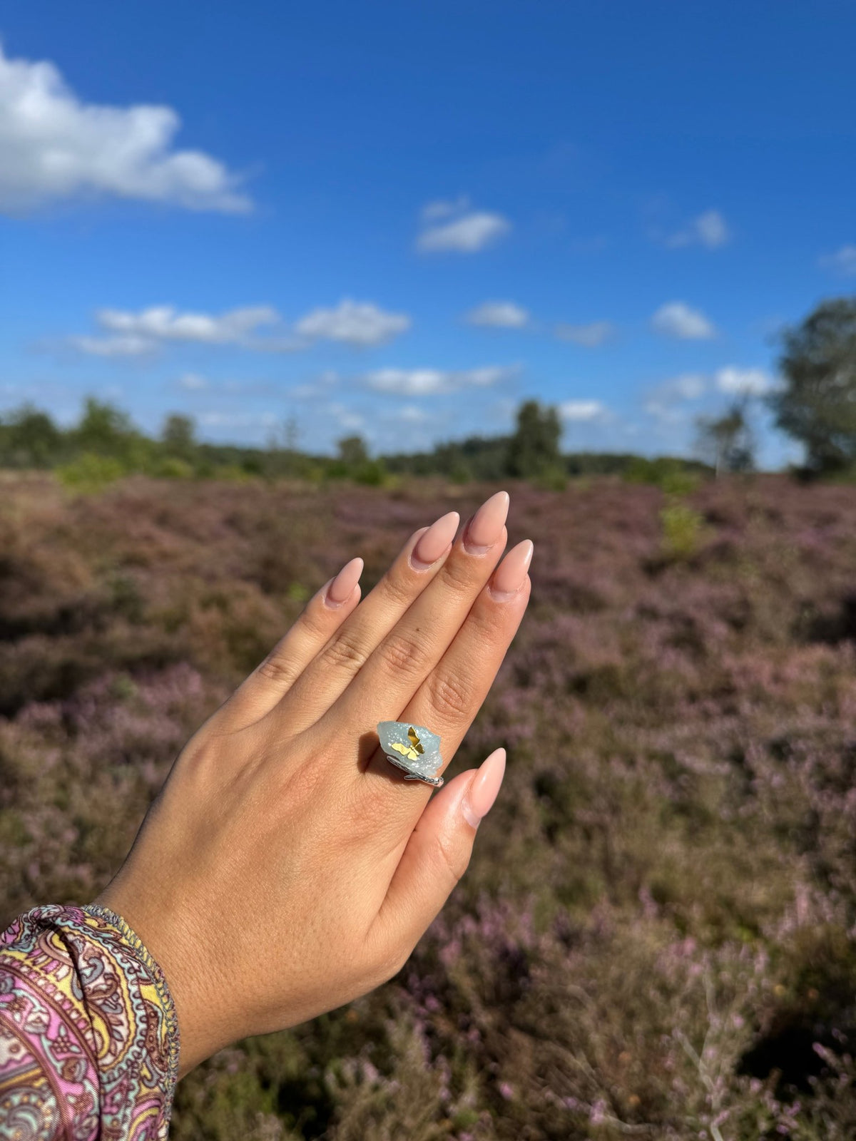 Aquamarine Butterfly - Adjustable Ring - MetalVoque