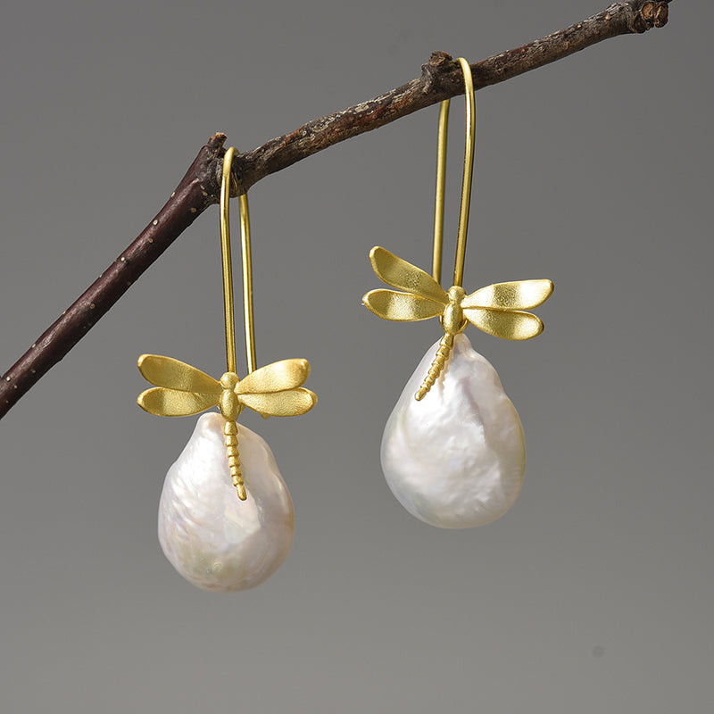 Mother Pearl Dragonfly - Dangle Earrings | NEW