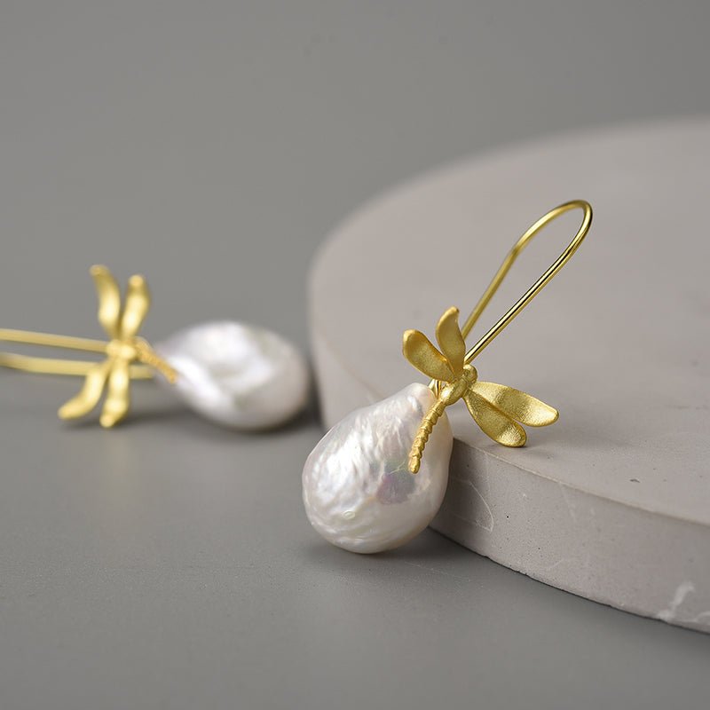 Mother Pearl Dragonfly - Dangle Earrings | NEW - MetalVoque