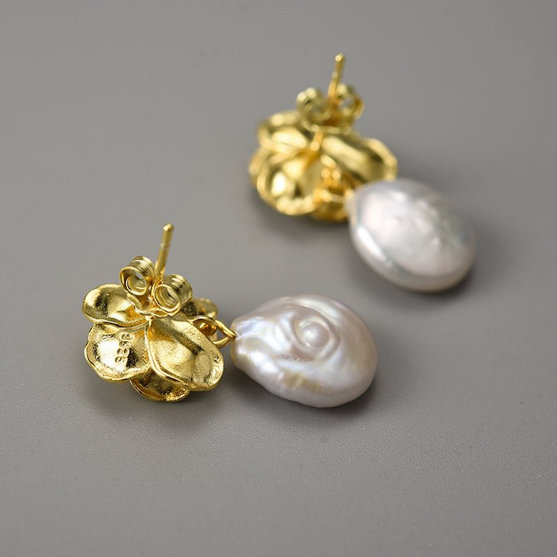 Mother Pearl Camellia - Dangle Earrings | NEW - MetalVoque