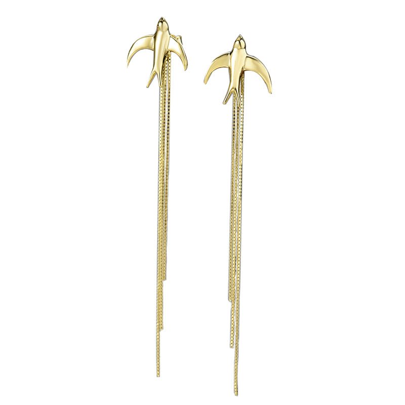 Flying Swallow - Long Dangle Earrings | NEW - MetalVoque
