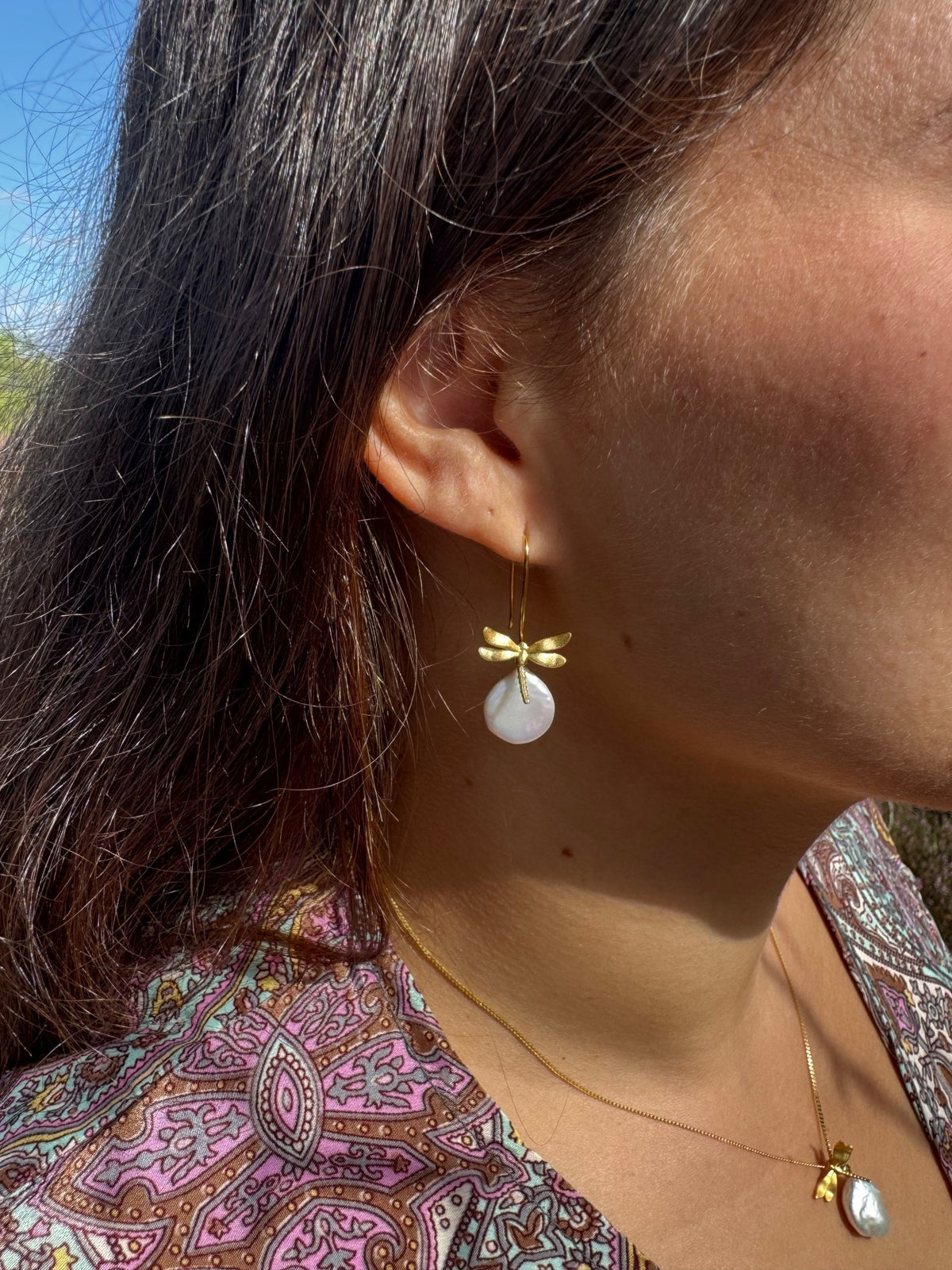 Mother Pearl Dragonfly - Dangle Earrings | NEW - MetalVoque