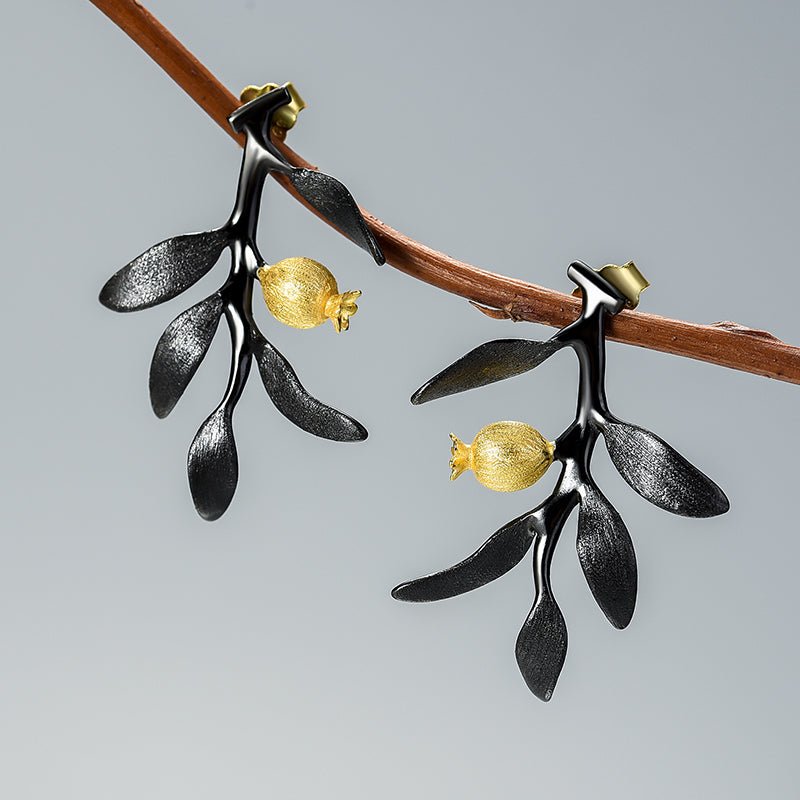 Pomegranate Leaves - Dangle Earrings | NEW - MetalVoque