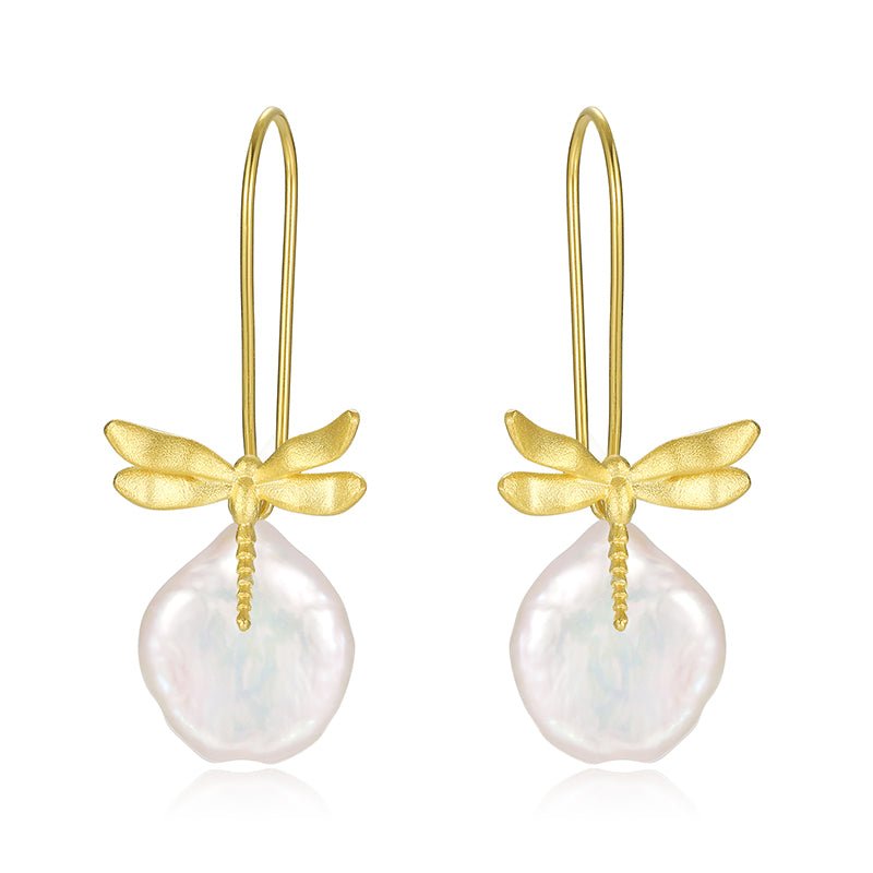 Mother Pearl Dragonfly - Dangle Earrings | NEW - MetalVoque