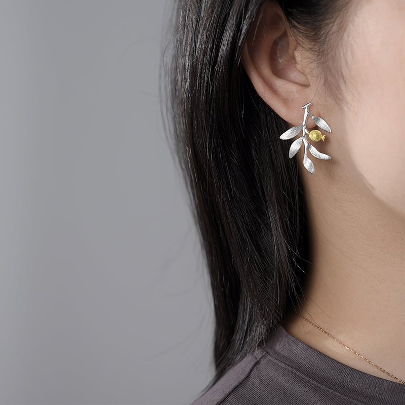 Pomegranate Leaves - Dangle Earrings | NEW - MetalVoque