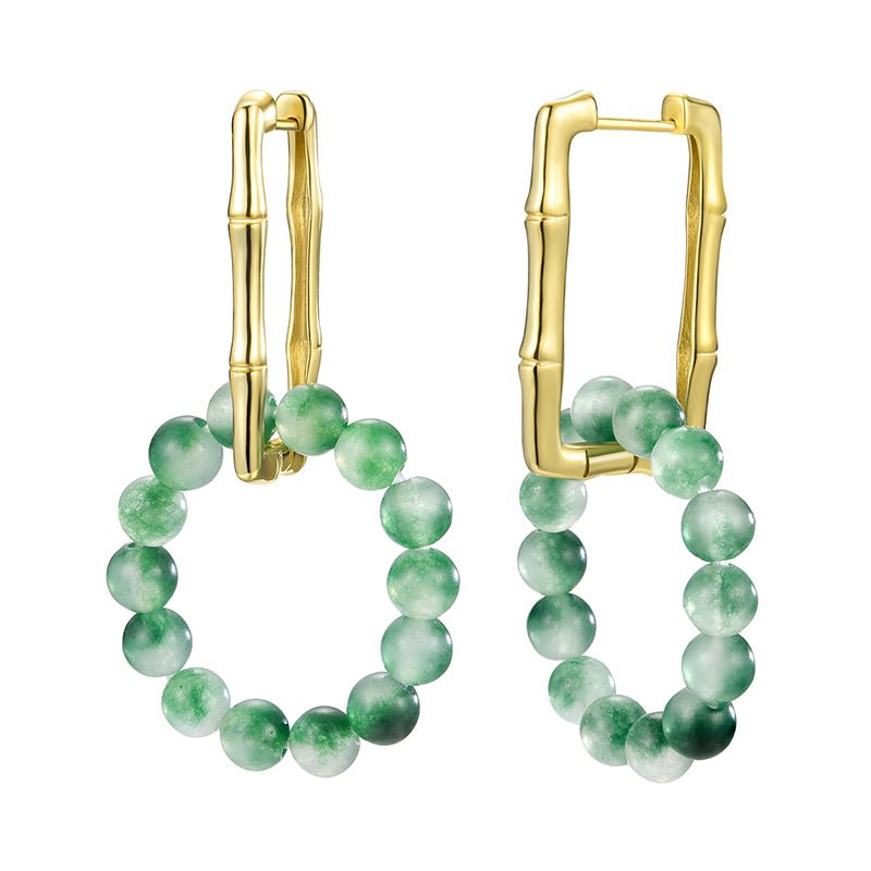 Natural Agate Bamboo - Hoop Earrings | NEW - MetalVoque
