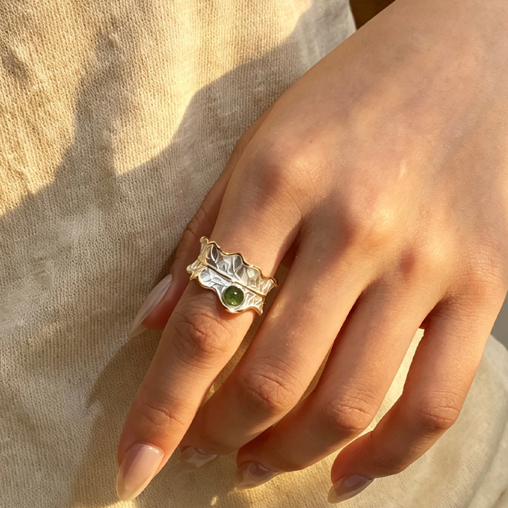 Tourmaline Leaf - Adjustable Ring