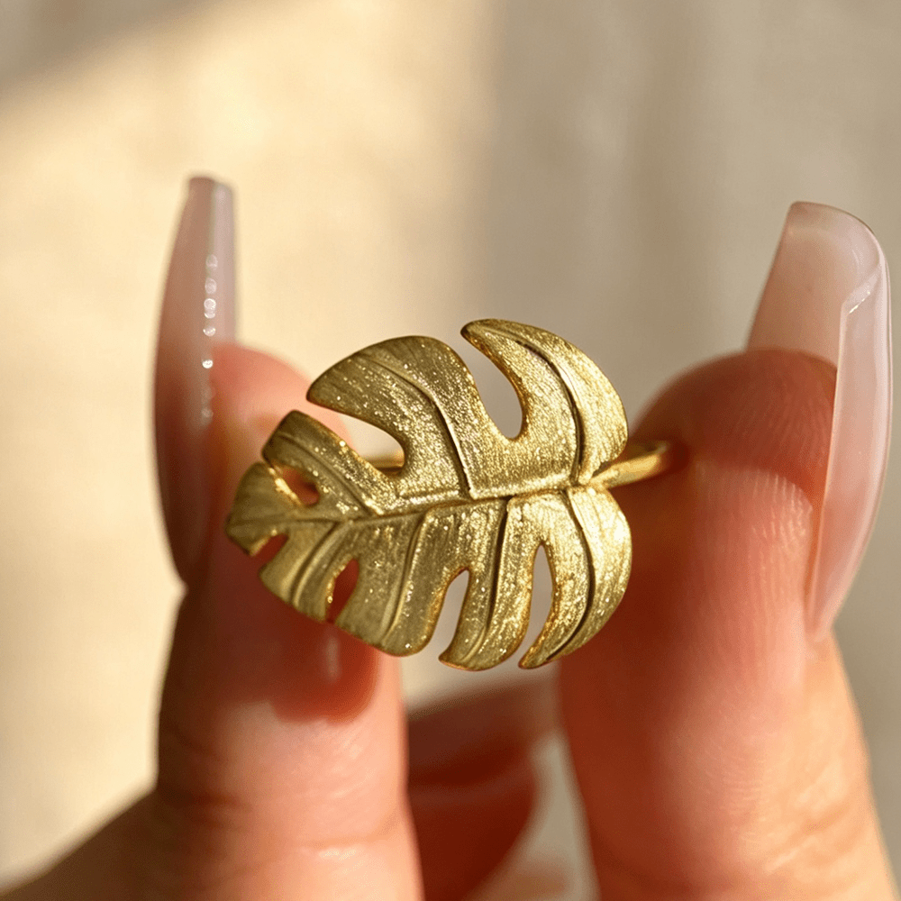 Monstera Petit - Adjustable Ring - MetalVoque