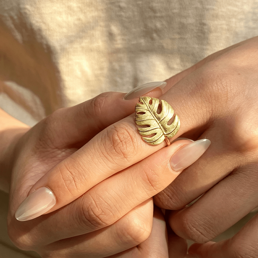 Monstera Petit - Adjustable Ring - MetalVoque