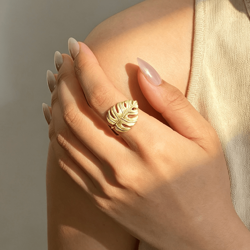 Monstera Petit - Adjustable Ring - MetalVoque