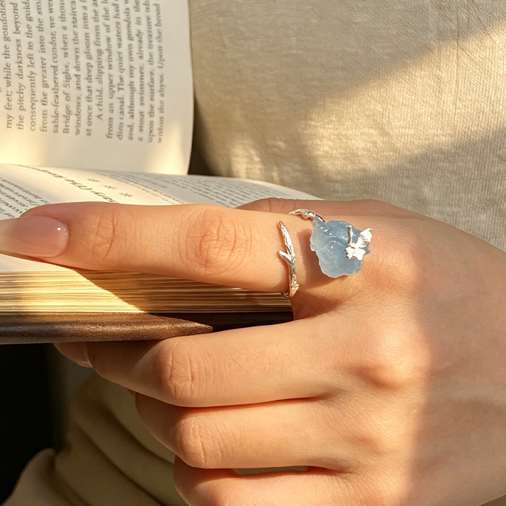 Aquamarine Butterfly - Adjustable Ring