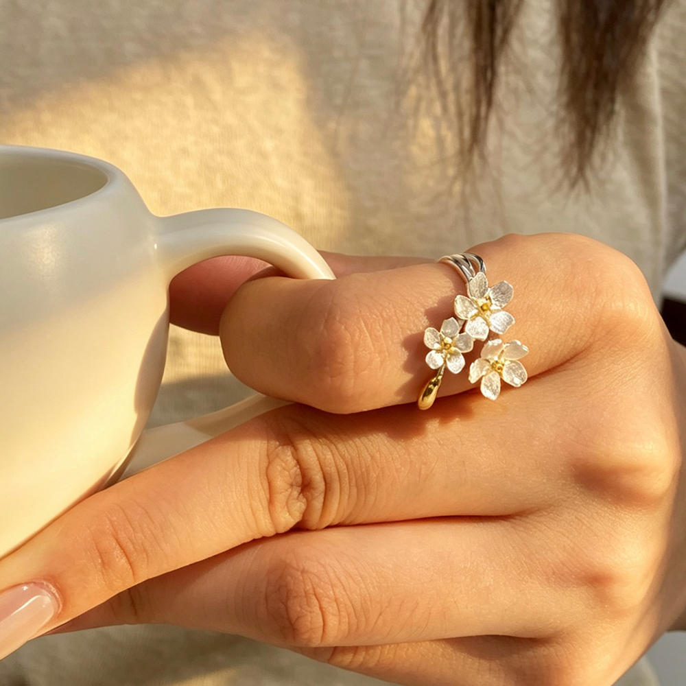 Big Forget-me-not Flowers - Adjustable Ring
