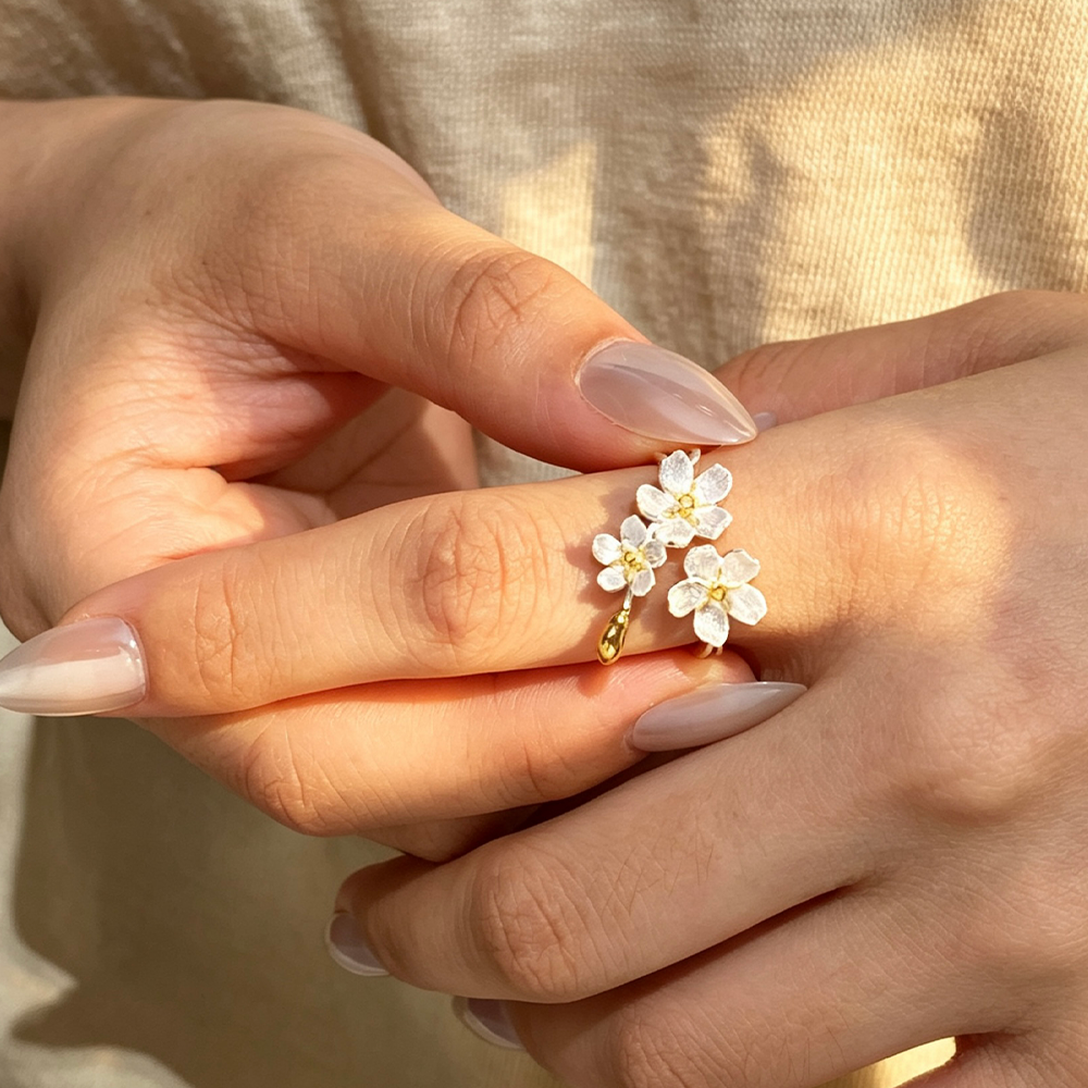 Big Forget-me-not Flowers - Adjustable Ring