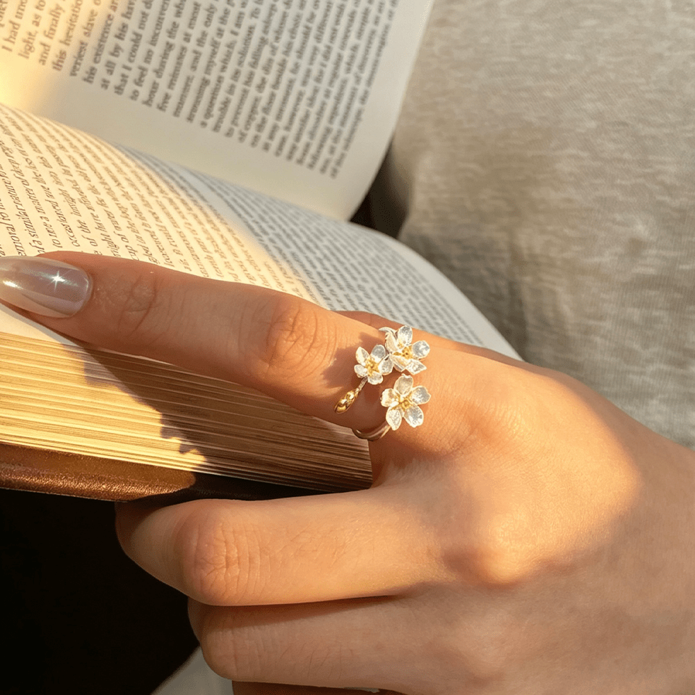 Big Forget-me-not Flowers - Adjustable Ring - MetalVoque
