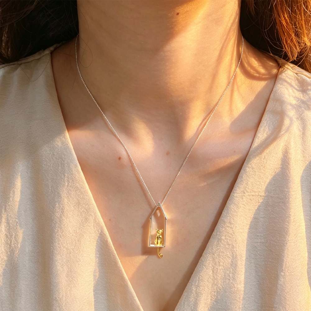 Gazing Cat - Handmade Pendant