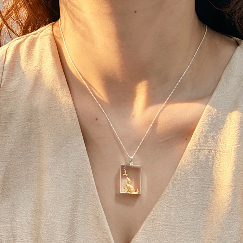 Playing Dog - Handmade Necklace - MetalVoque