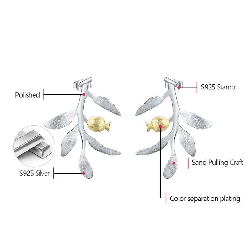 Pomegranate Leaves - Dangle Earrings | NEW - MetalVoque