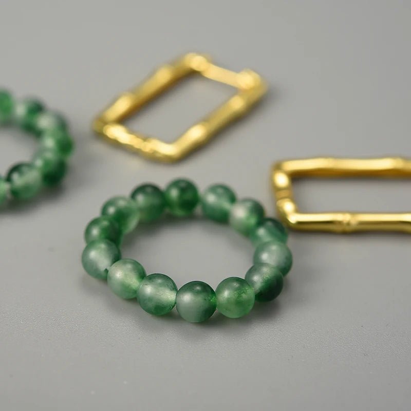 Natural Agate Bamboo - Hoop Earrings | NEW - MetalVoque