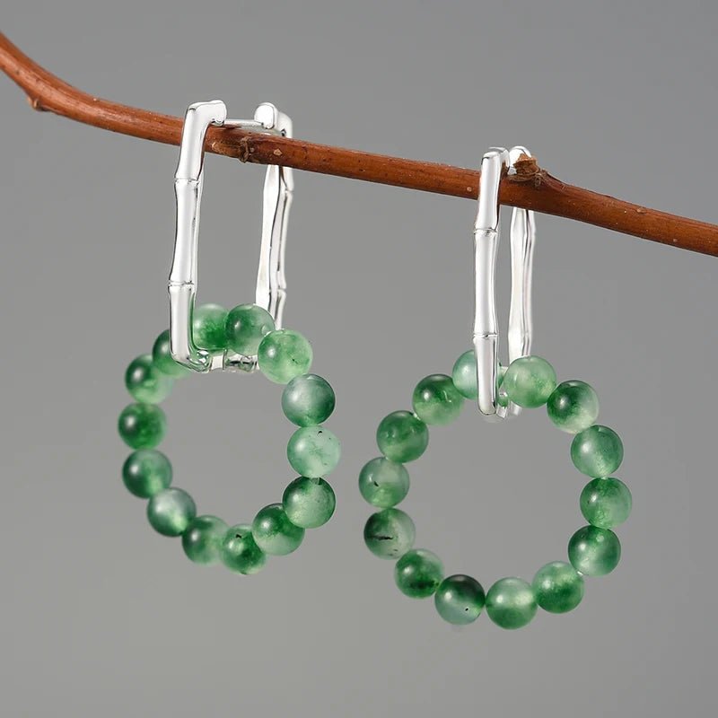 Natural Agate Bamboo - Hoop Earrings | NEW - MetalVoque