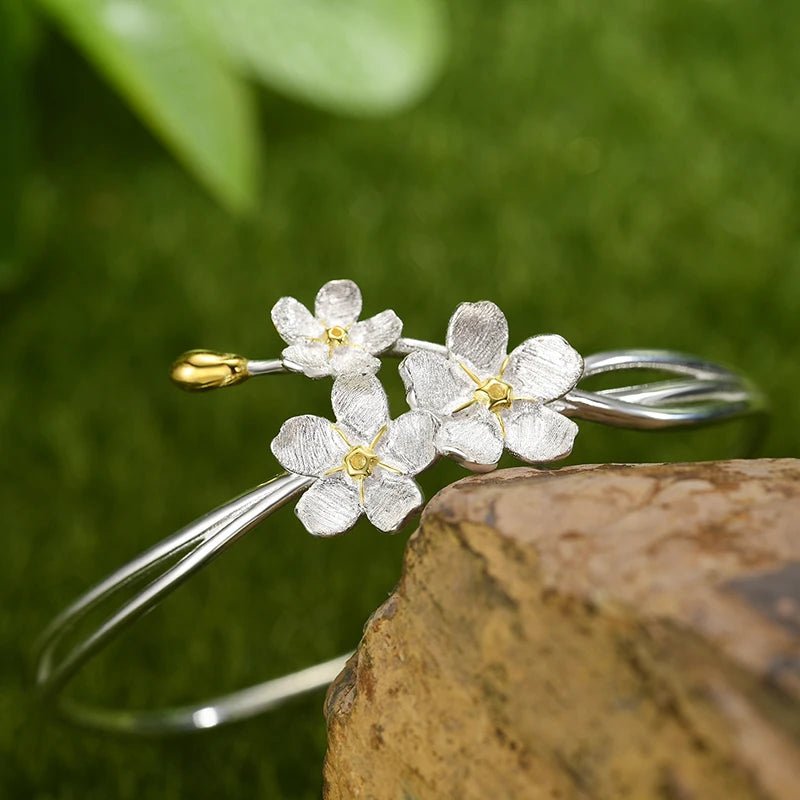 Forget-me-not Flower - Adjustable Bangle | NEW - MetalVoque