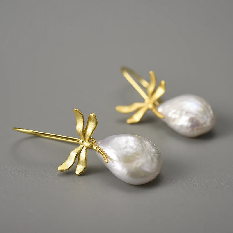 Mother Pearl Dragonfly - Dangle Earrings | NEW