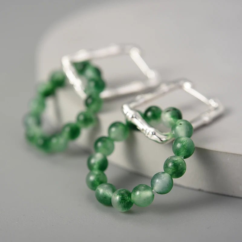 Natural Agate Bamboo - Hoop Earrings | NEW - MetalVoque