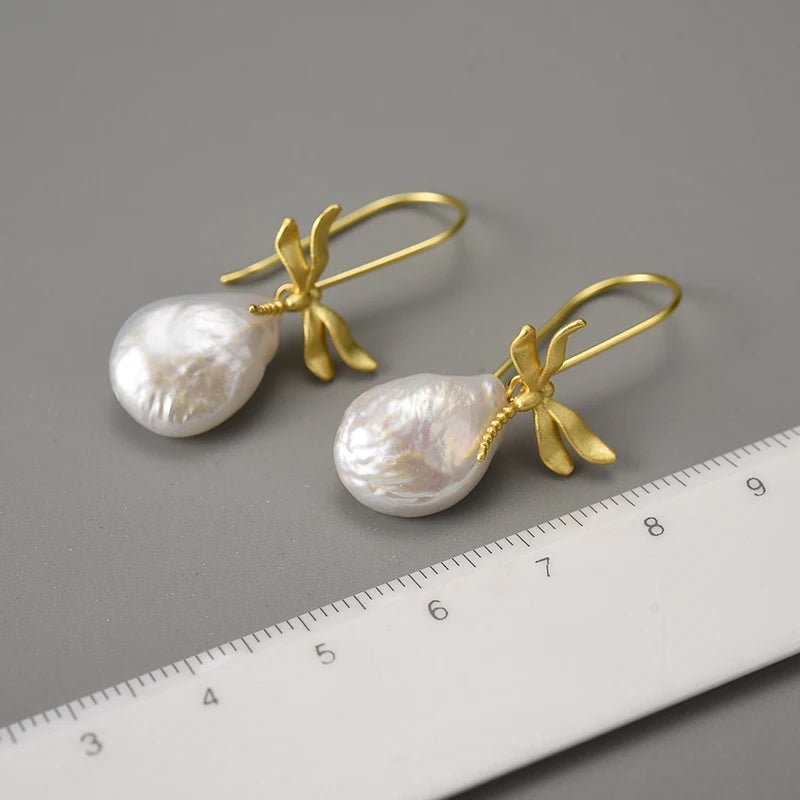 Mother Pearl Dragonfly - Dangle Earrings | NEW - MetalVoque