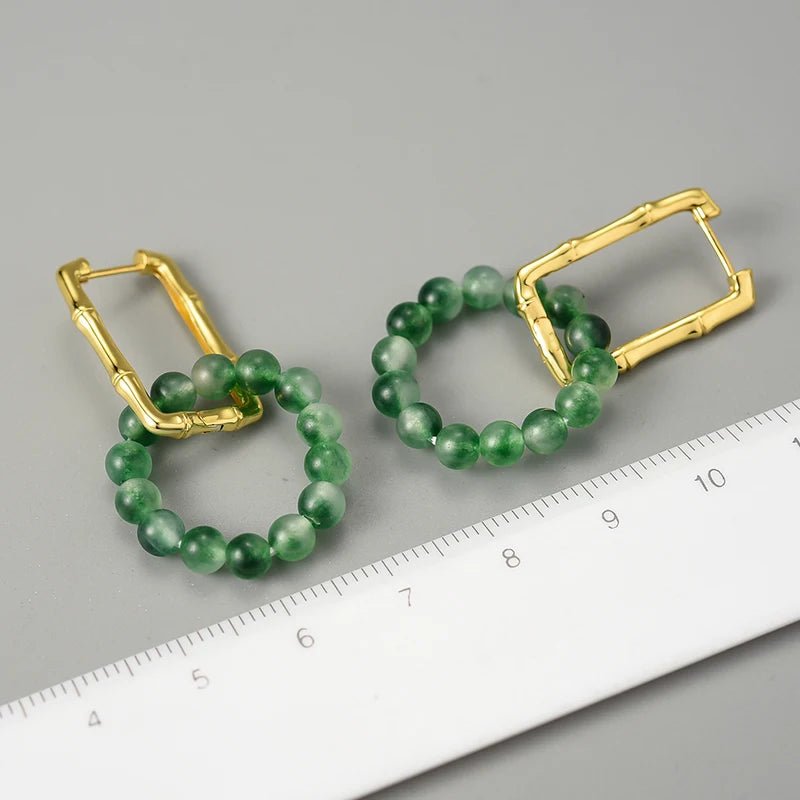 Natural Agate Bamboo - Hoop Earrings | NEW - MetalVoque