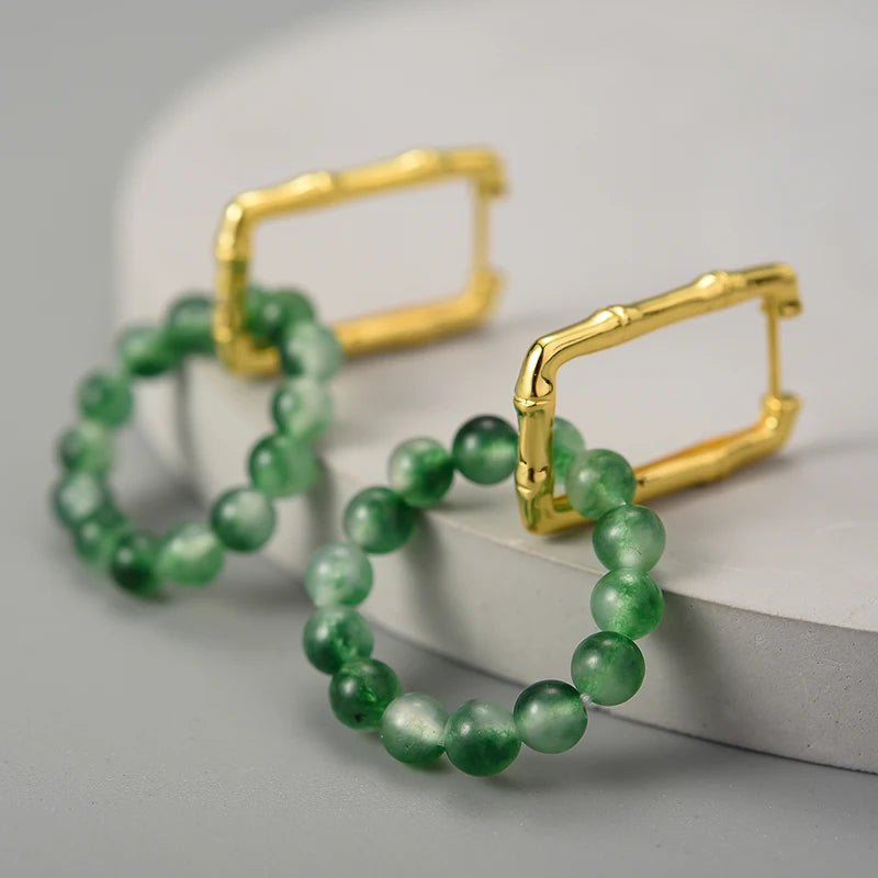 Natural Agate Bamboo - Hoop Earrings | NEW - MetalVoque