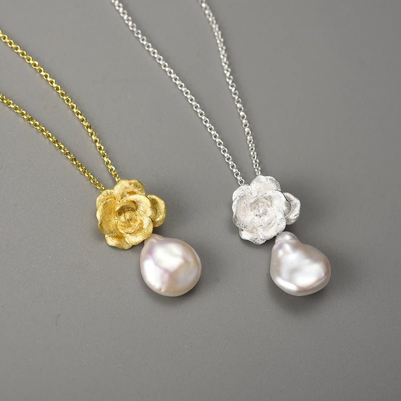 Mother Pearl Camellia - Handmade Necklace | NEW - MetalVoque
