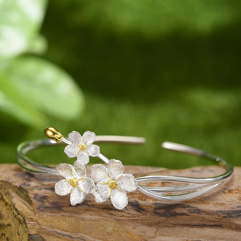 Forget-me-not Flower - Adjustable Bangle | NEW - MetalVoque