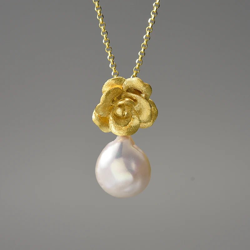 Mother Pearl Camellia - Handmade Necklace | NEW - MetalVoque