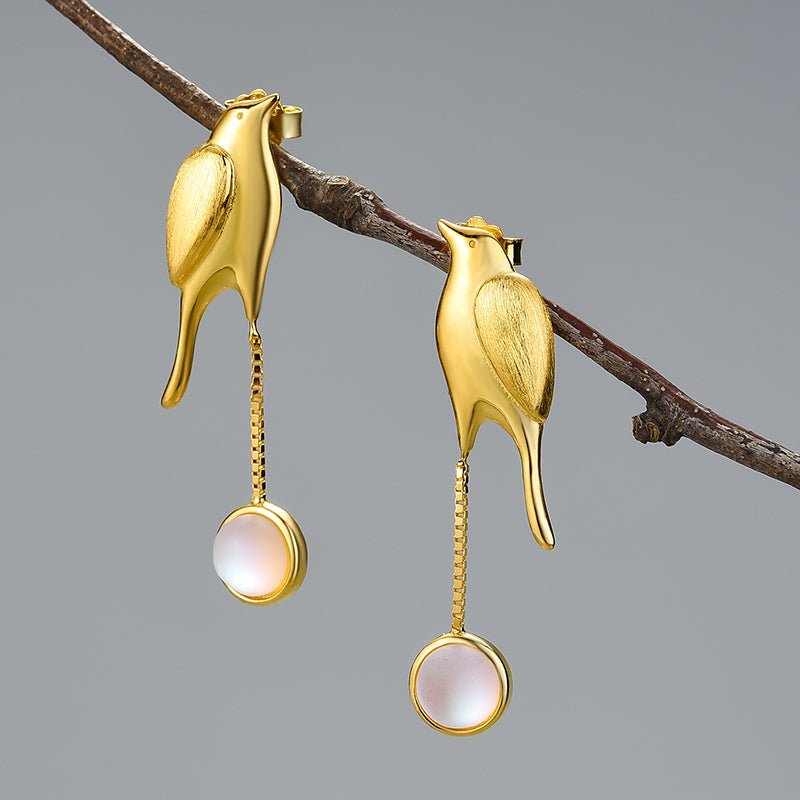 Bird & Moonstone - Dangle Earrings