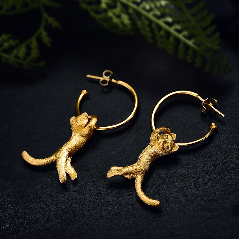 Playing Cat - Dangle Earrings