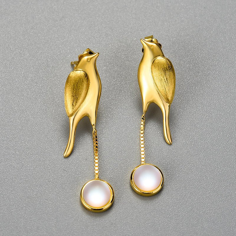 Bird & Moonstone - Dangle Earrings
