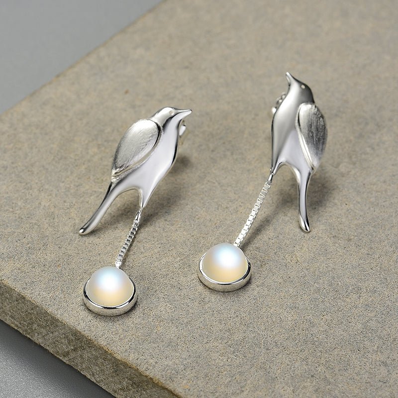 Bird & Moonstone - Dangle Earrings