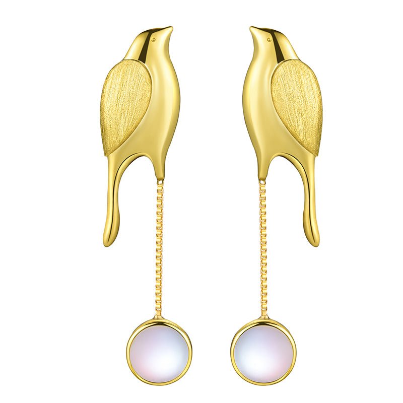Bird & Moonstone - Dangle Earrings