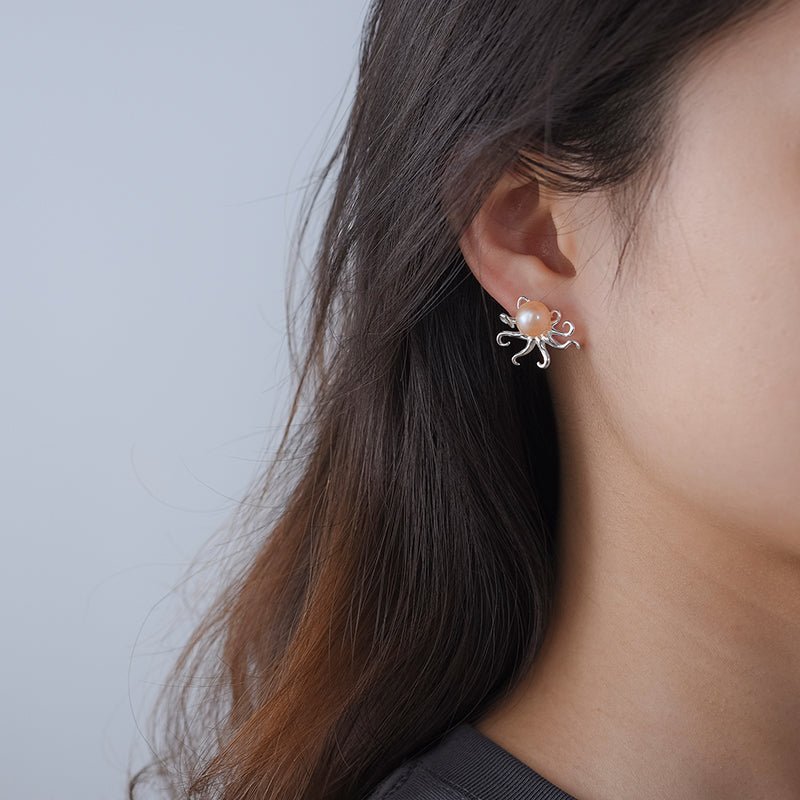Pearl Octopus - Stud Earrings