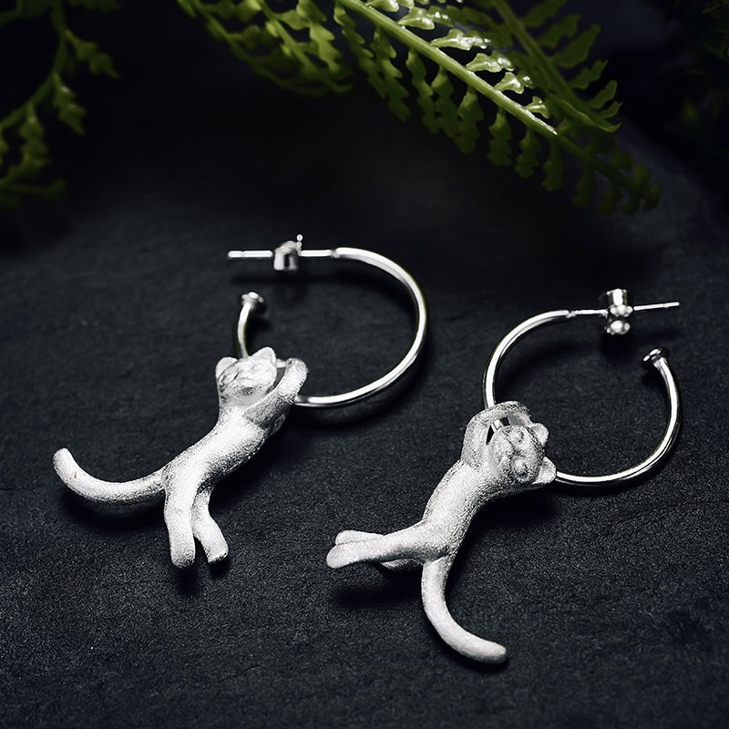 Playing Cat - Dangle Earrings