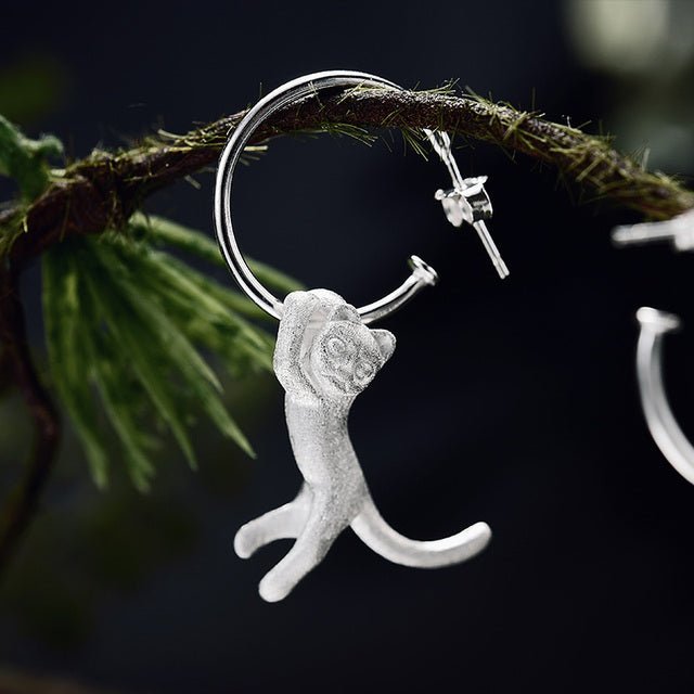 Playing Cat - Dangle Earrings