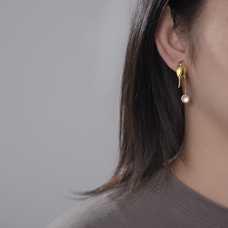 Bird & Moonstone - Dangle Earrings