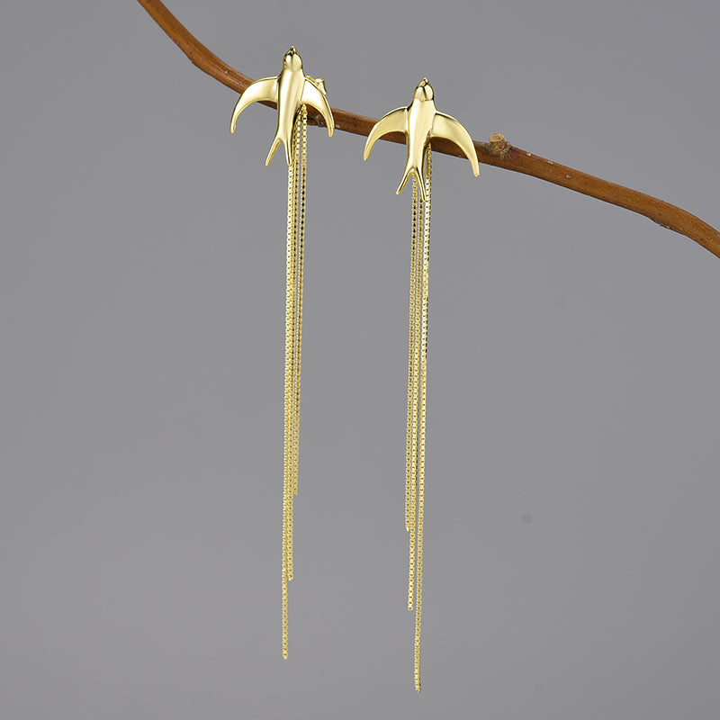 Flying Swallow - Long Dangle Earrings | NEW