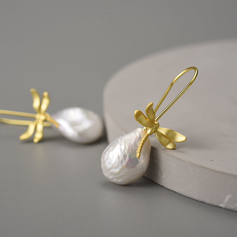 Mother Pearl Dragonfly - Dangle Earrings | NEW