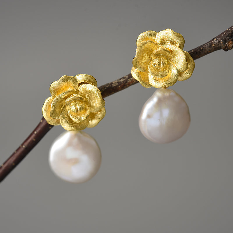Mother Pearl Camellia - Dangle Earrings | NEW