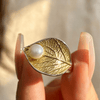 Pearly Leaf - Adjustable Ring - MetalVoque
