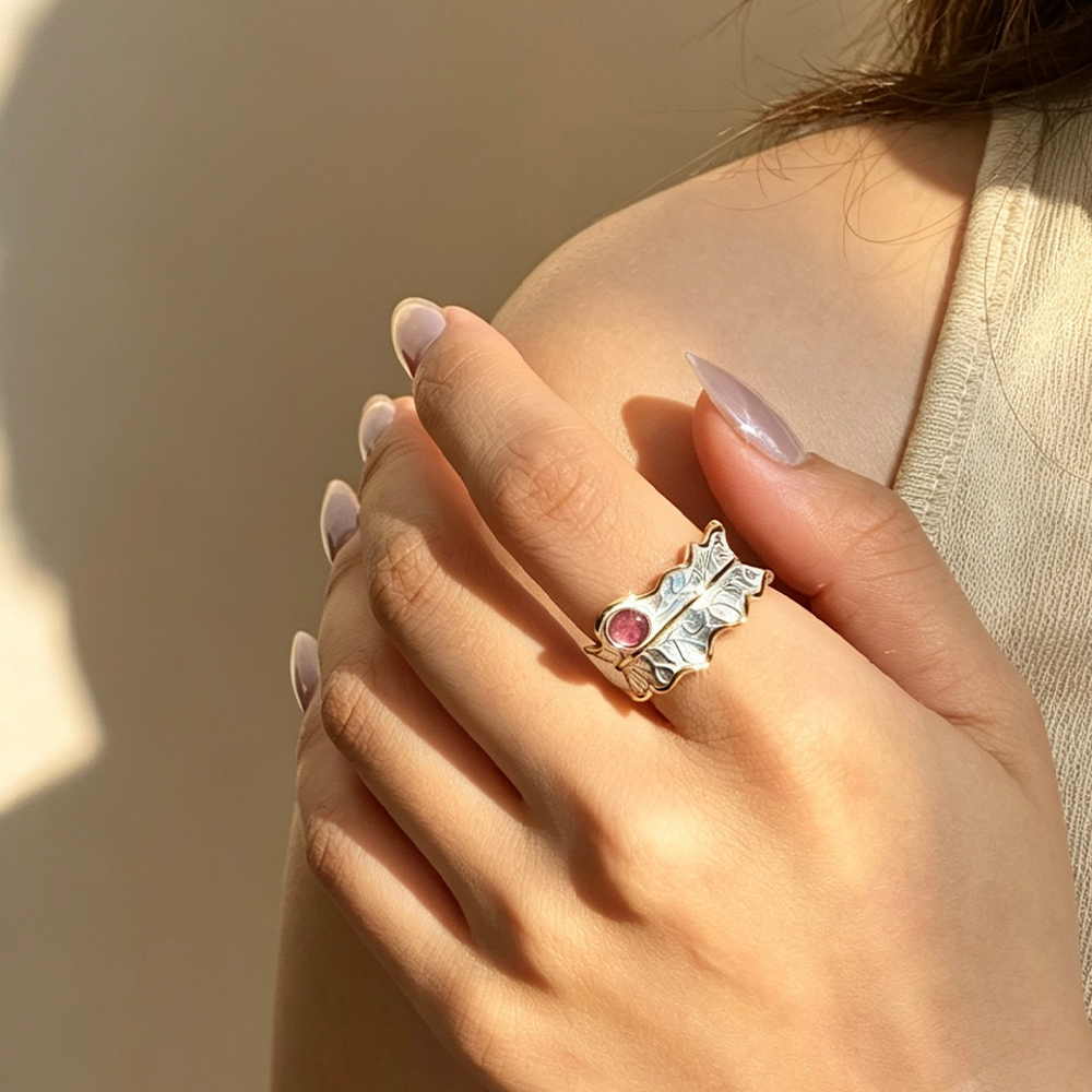 Tourmaline Leaf - Adjustable Ring
