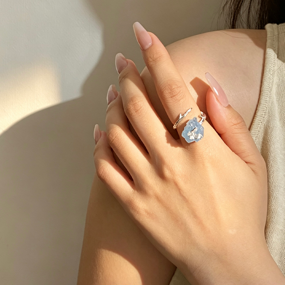 Aquamarine Butterfly - Adjustable Ring