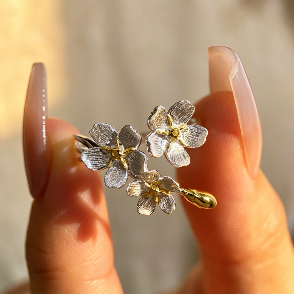 Big Forget-me-not Flowers - Adjustable Ring