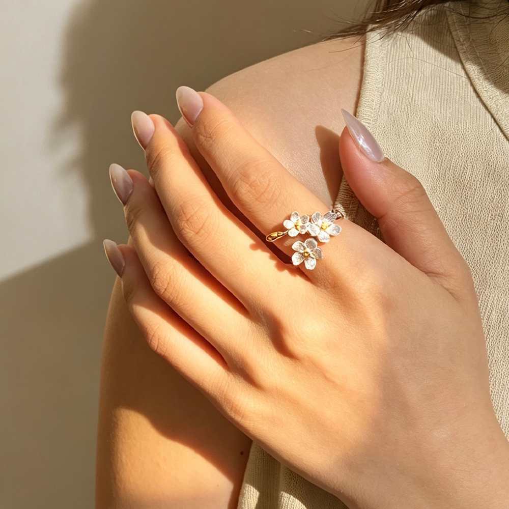 Big Forget-me-not Flowers - Adjustable Ring