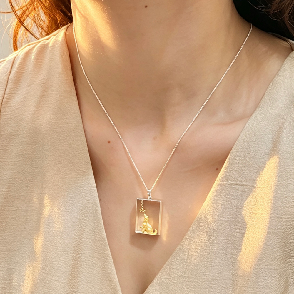 Playing Dog - Handmade Necklace